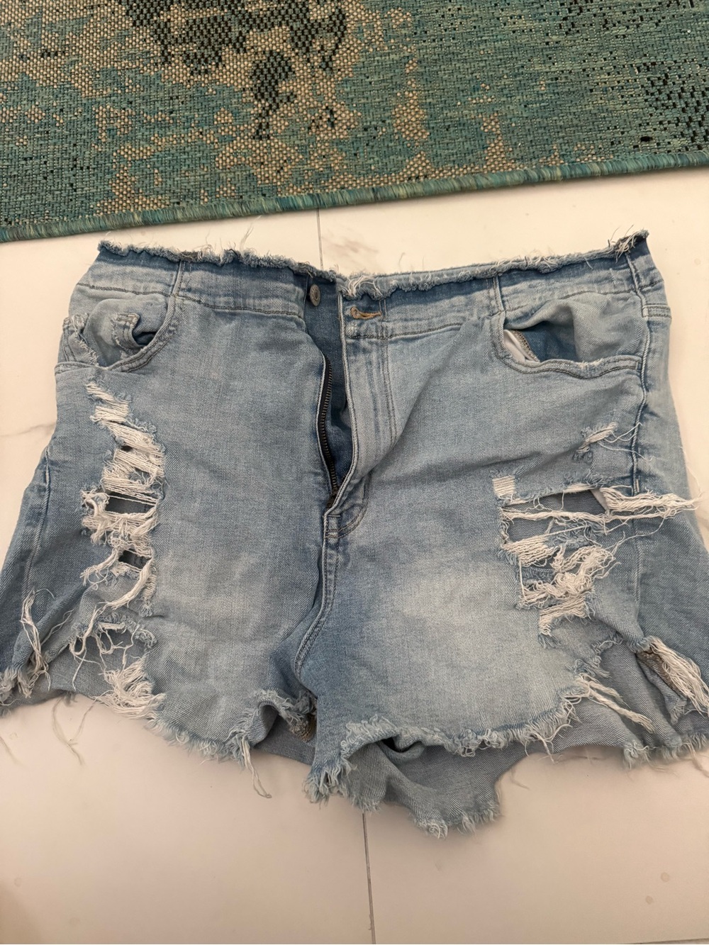 American Eagle Outfitters Light Blue Distressed Denim Cutoff Shorts